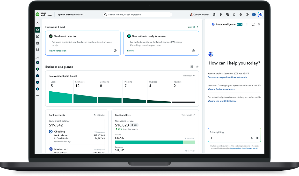Intuit Intelligence conversational AI response with insights