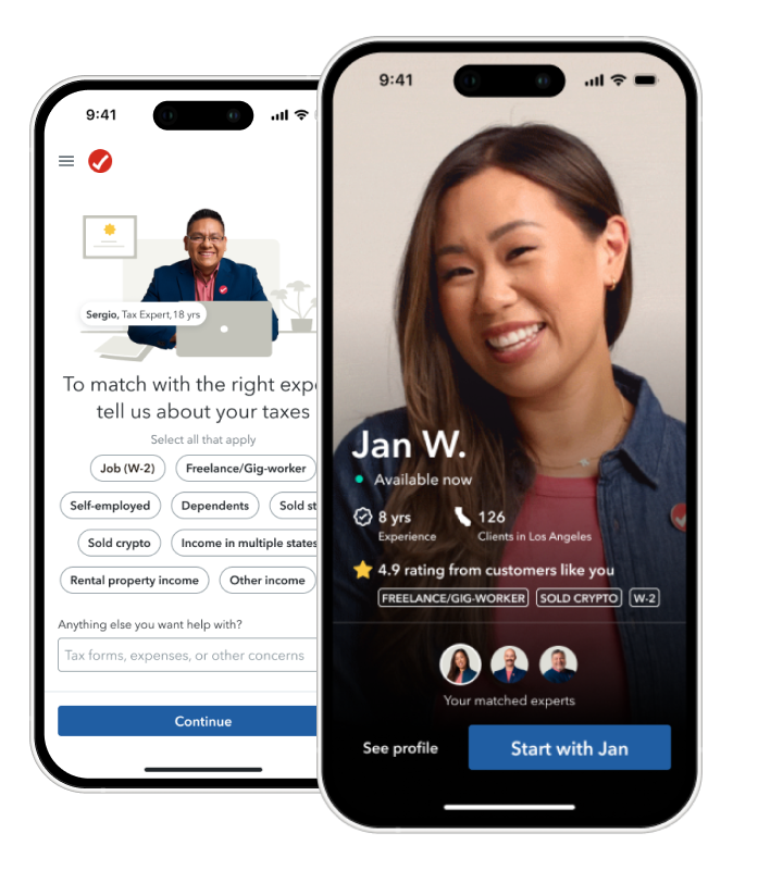 TurboTax Full Service expert shopping experience on mobile